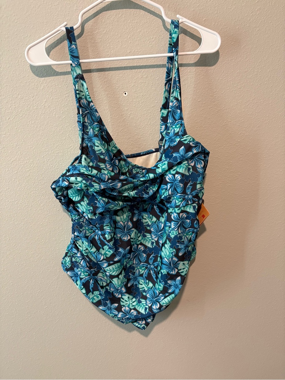 Disney Girls Navy & Aqua Floral One-Piece Swim
